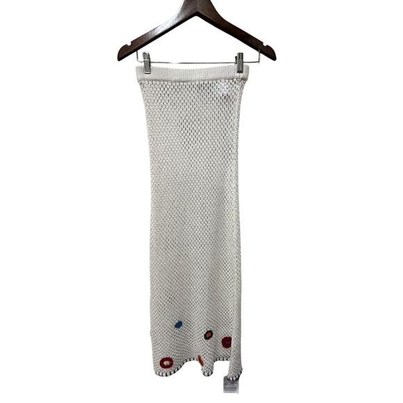 Topshop Maxi Skirt Floral Open Knit Crochet Size Small - Picture 3 of 4